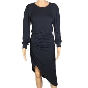 YOUNG, FABULOUS & BROKE black open back,ruched,asymmetrical dress. Small. NWT